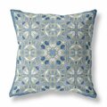 Homeroots 16 in. Gray & Indigo Paisley Indoor & Outdoor Throw Pillow Light Green & Blue 414717